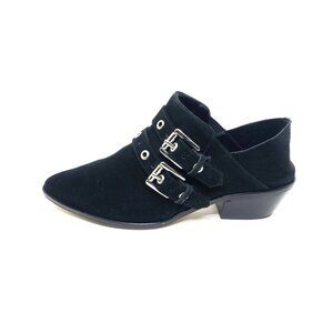 Rebecca Minkoff Austen Harness Buckle Ankle Booties Black Suede Womens US 9.5 M